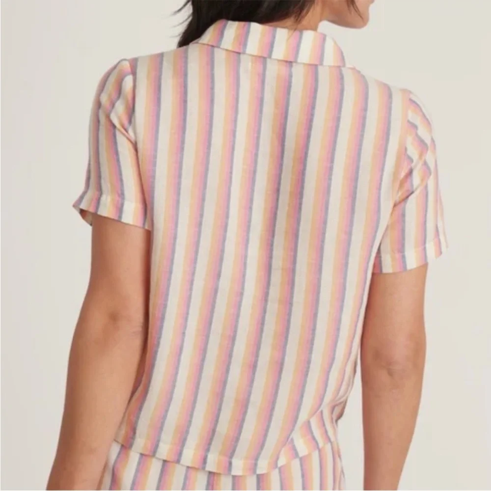 Marine LAYER Doze Short Sleeve PJ Top in Retro Ombre Stripe Medium M NWOT - Picture 3 of 10